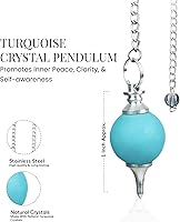 Vista 2 de Péndulo turquesa - Herramientas de adivinación - Péndulos de cristal - Cristales curativos y piedras - Péndulo de radiestesia - Suministros de Reiki