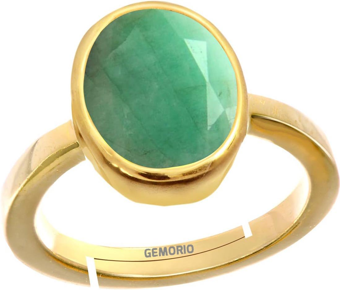 Gemorio Emerald Panna 3cts or 3.25ratti Stone Panchdhatu Adjustable Ring for Men