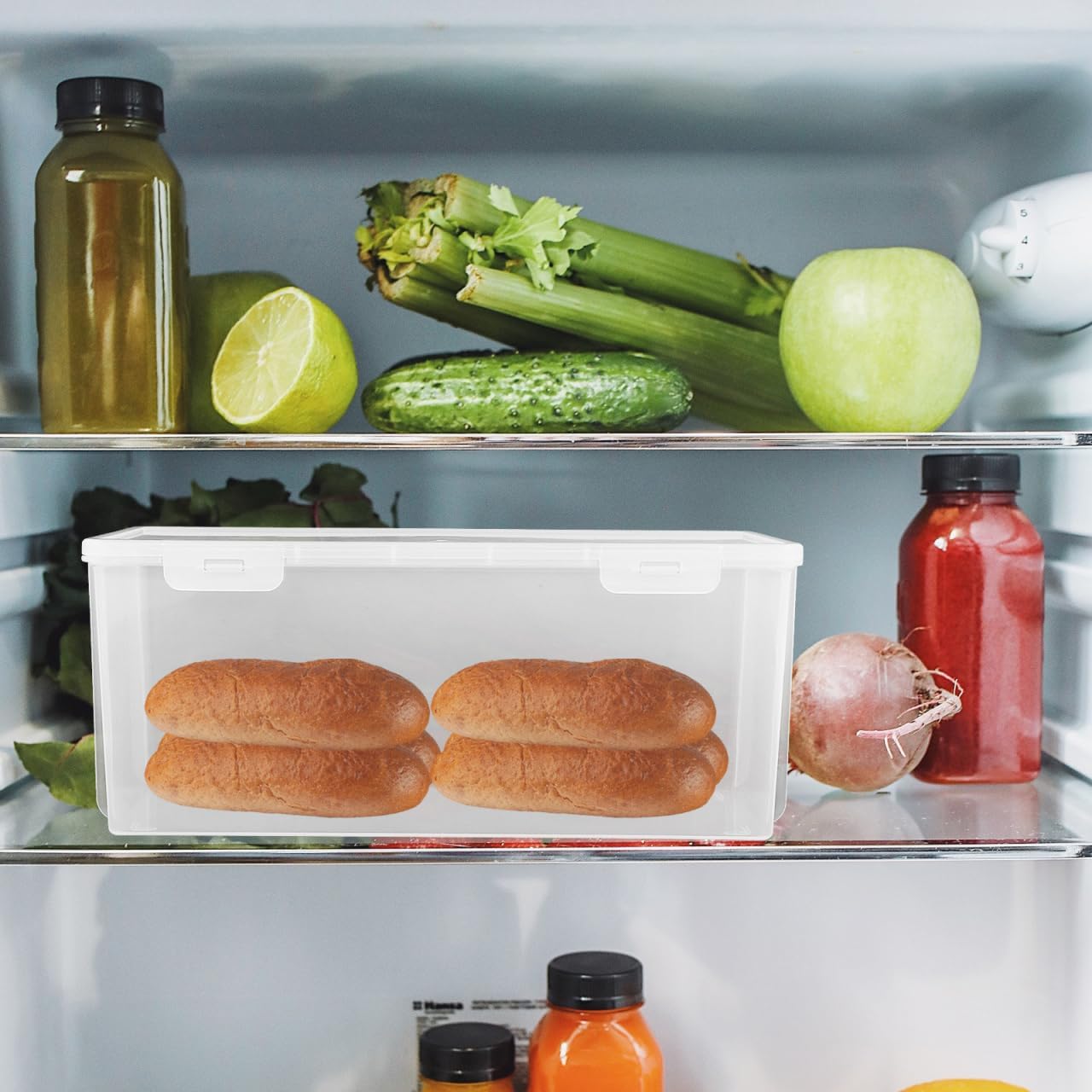 PRETYZOOM Bread Storage Container 11.81 x 4.96 x 4.13 in, Airtight Food Storage Box with Fresh Preservation & Crush-Resistant Design for Kitchen, Pantry, Fridge & Bakery Use