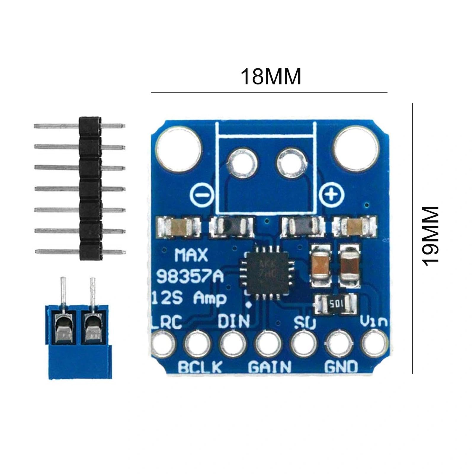 HENGBIRD MAX98357A I2S moduł wzmacniacza, 19 x 18 mm Mono DAC Breakout Board, bezfiltrowy wzmacniacz audio klasy D, 3 W, wejście cyfrowe 5 V, do projektów audio Raspberry Pi ESP32, 3 sztuki