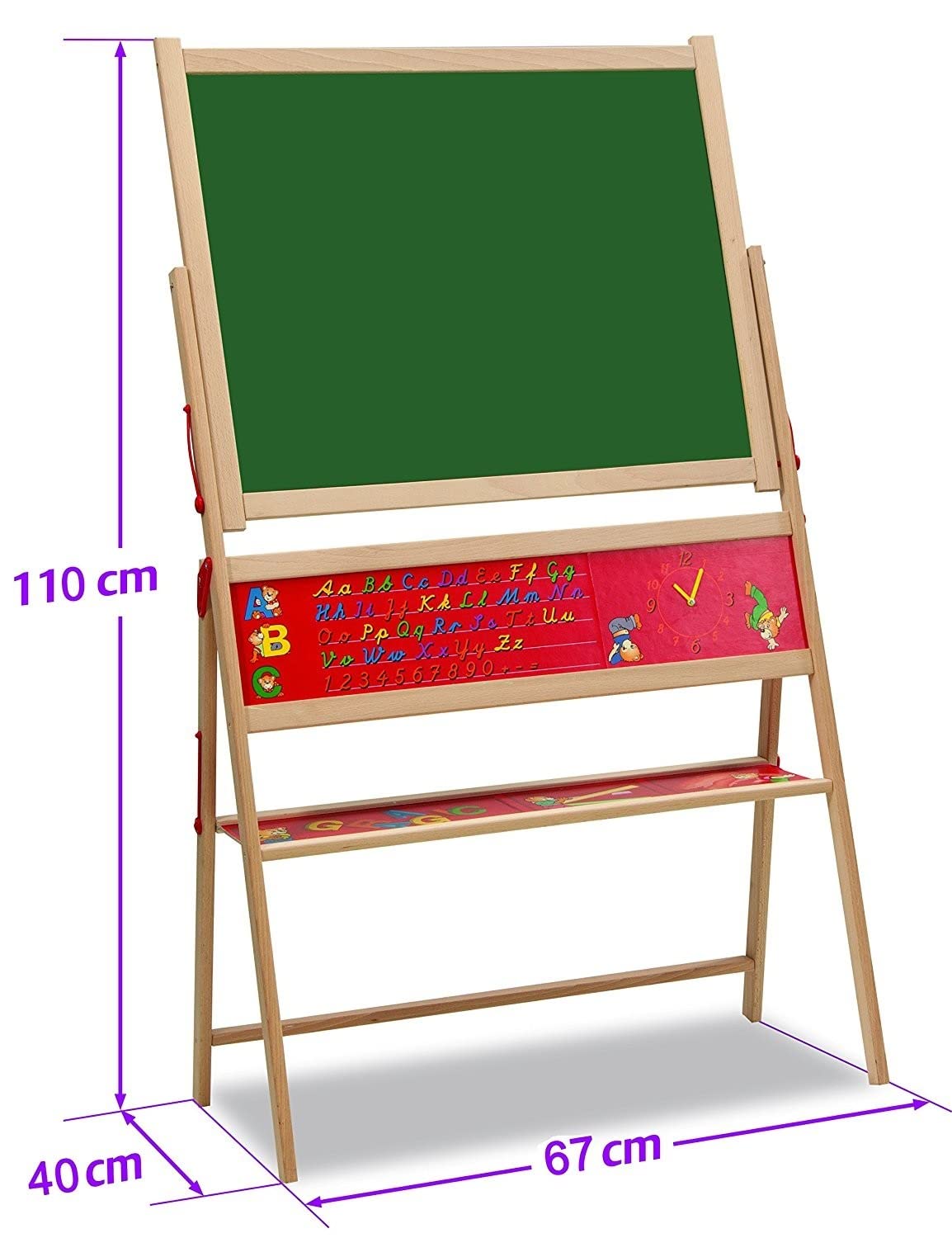 Eichhorn 100002579 - Magnet-Standtafel, 3 Jahre to 99 Jahre, 40x67x110cm inkl. 48 Magnetbuchstaben, 10 Kreiden und Schwamm, Buchenholz, Mehrfarbig