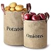 Lined Burlap Pantry Storage Baskets For Potatoes And Onions With Handles Set Of 2 Decorative Rustic Farmhouse Home Decor Design Kitchen Organization 2 Pack