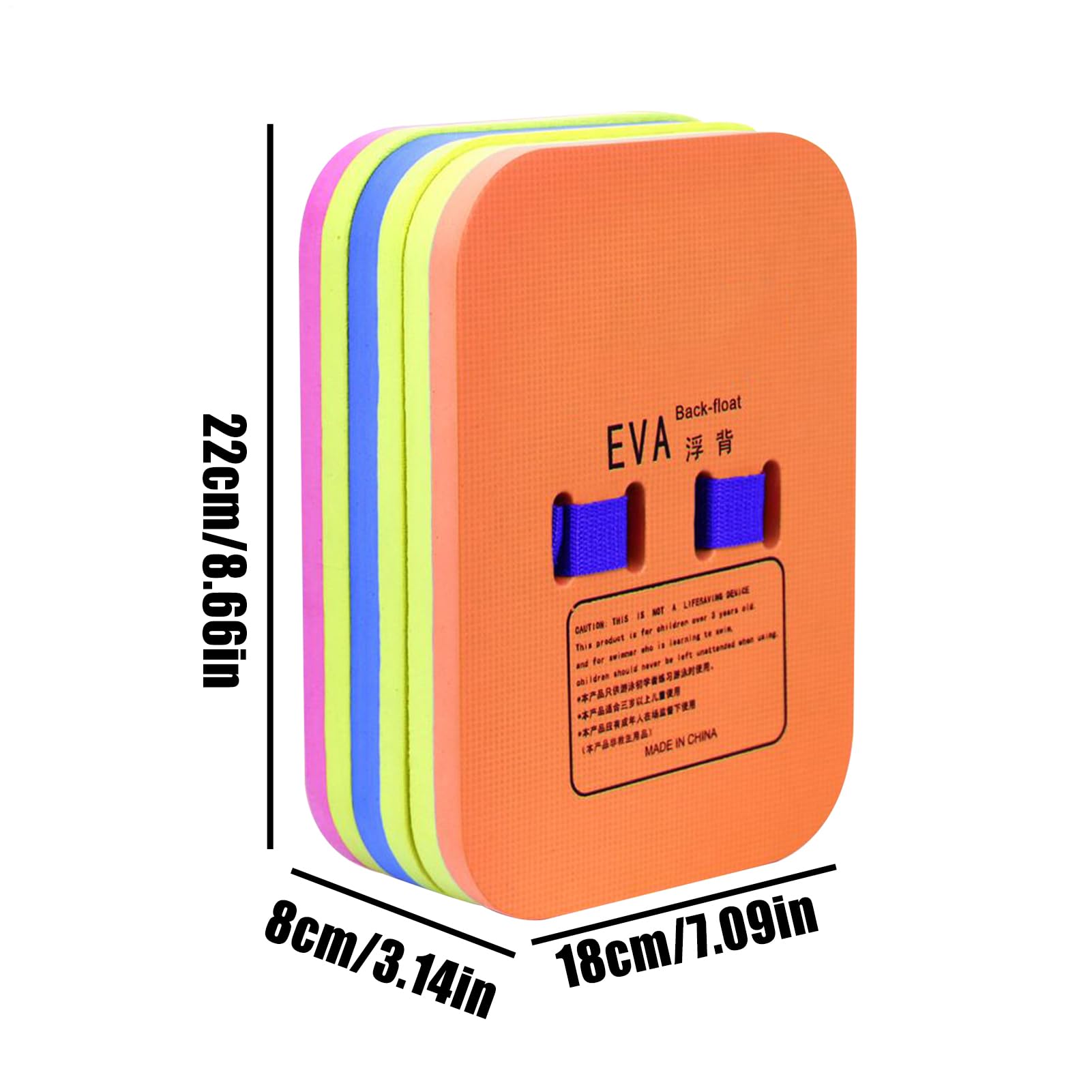 Swimming Board - Kick Board for Swim Training | Pool Back Floating Swim Training Board | Adjustable Buckle Attached 3-Layer Beginners-Friendly Trainer for Lake River Pond Beach Park Water Sport