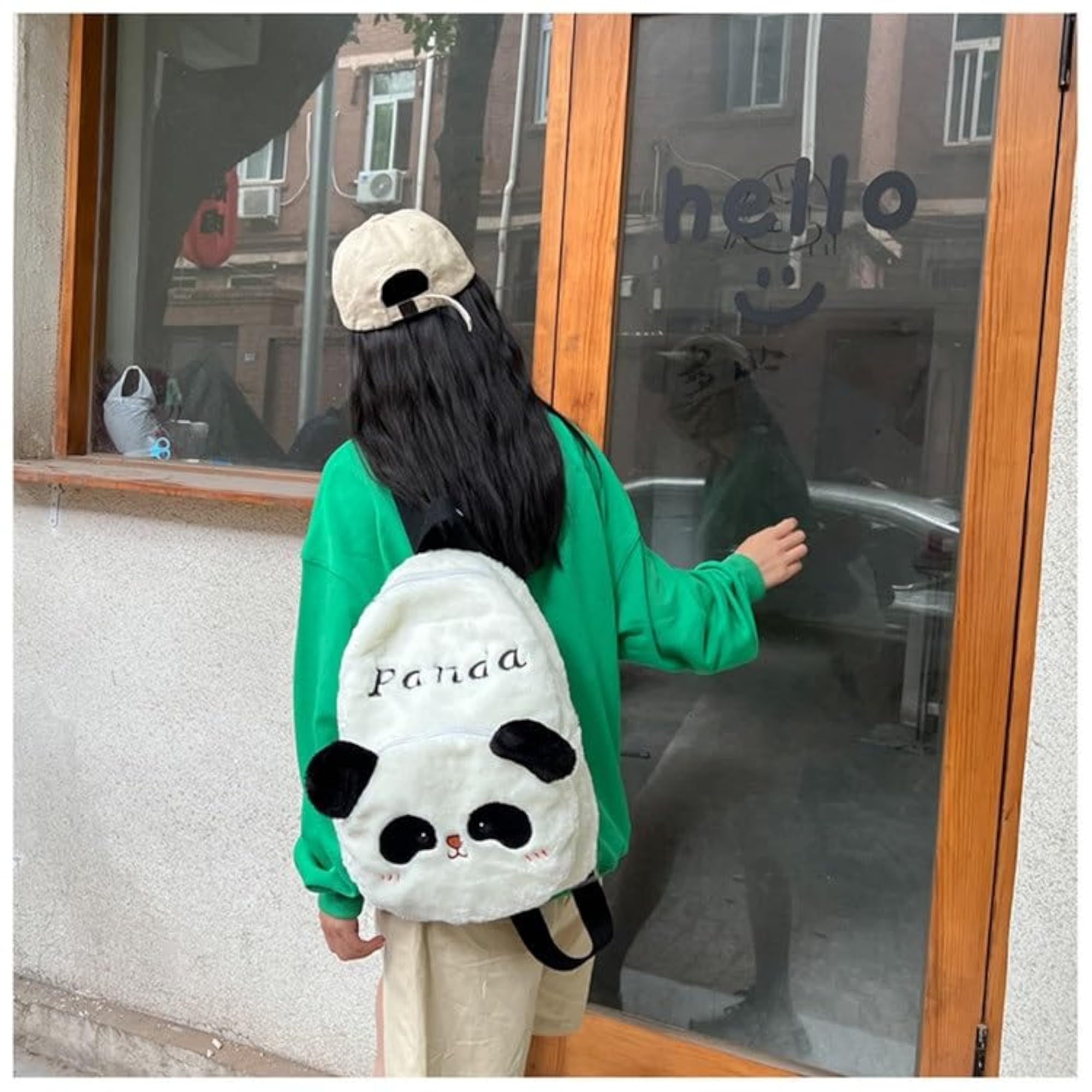 Furry Panda Handbag Girls Backpack Cute Cartoon Figure