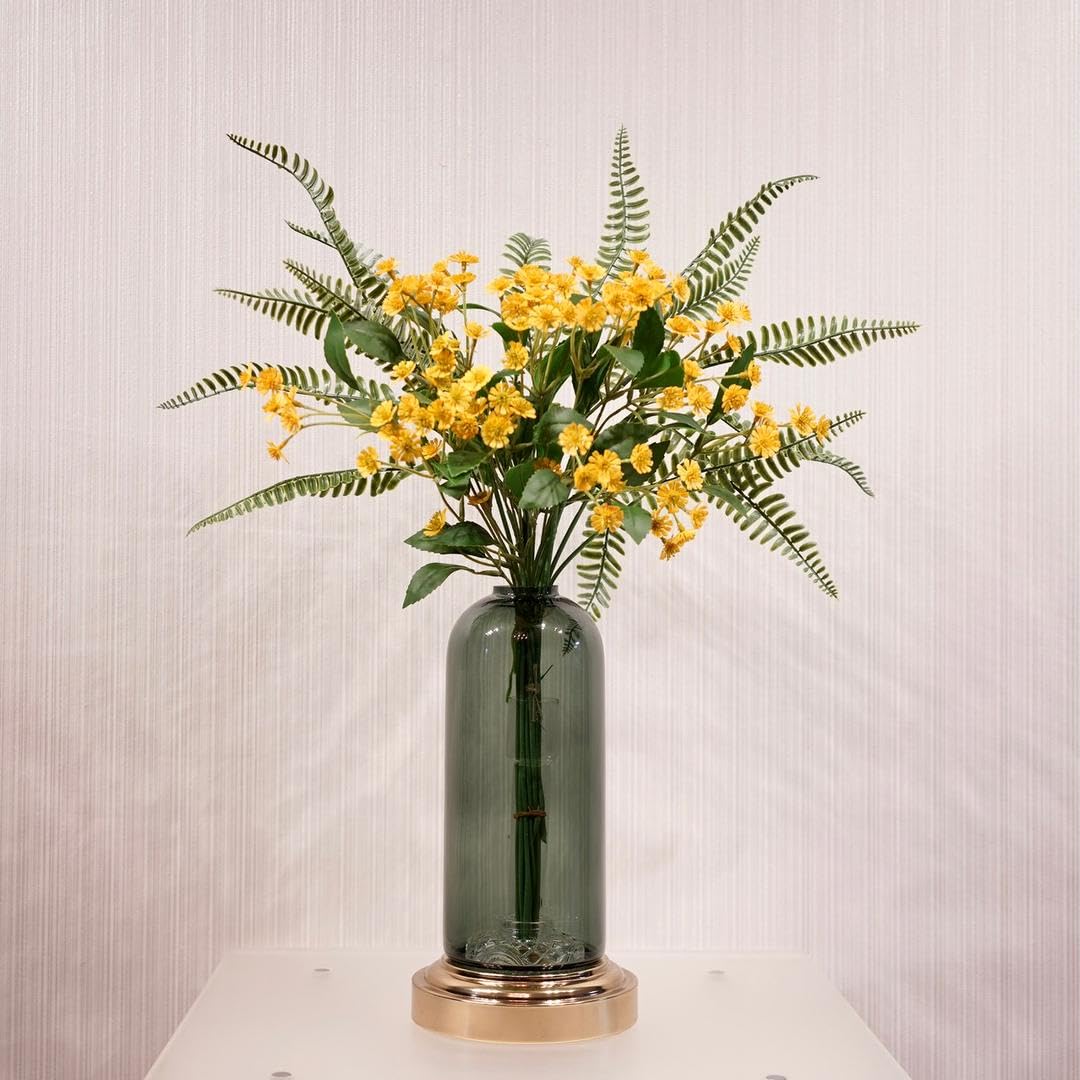 Amazon.co.jp: フラワーベースガラスグリーン造花付きナチュラル  