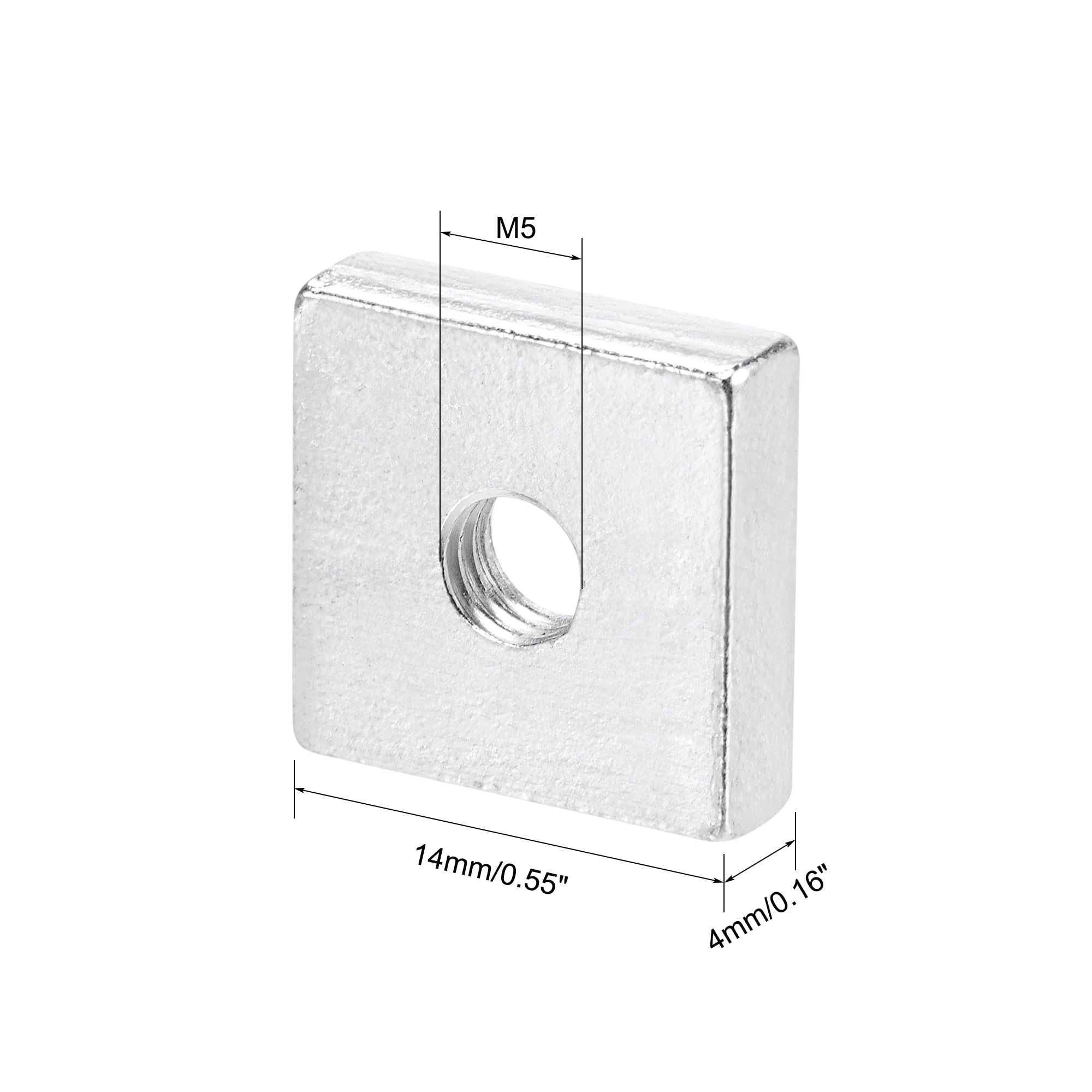 QUARKZMAN Dadi Quadrati, M5x14mmx4mm Zincati Metrici a Filettatura Grossa Assortimento Kit, 10 Pz
