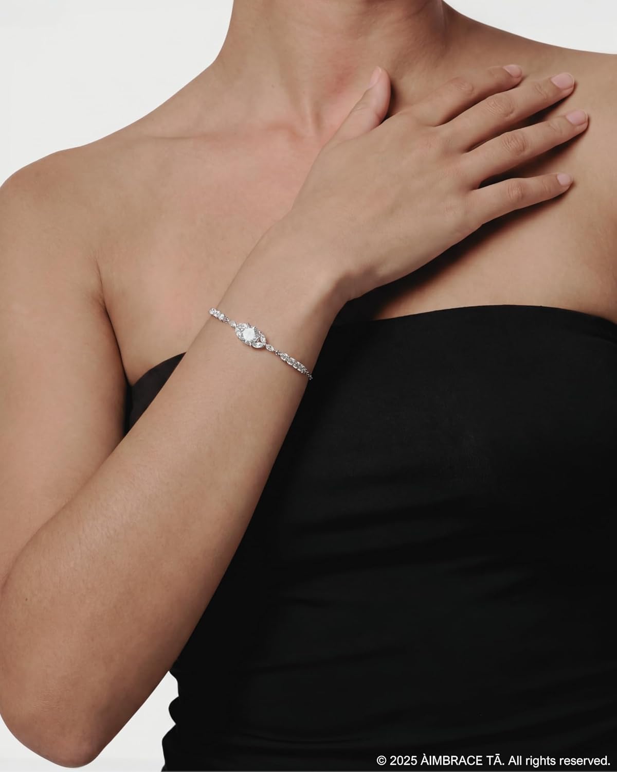 ÀIMBRACE Moissanite Bracelets for Women – Moissanite Bracelet, 925 Sterling Silver Jewelry, Adjustable | 18K White Gold & Rhodium-Plated | Stacked/Layered with Charm, Tennis | Gifts for Women - Image 6