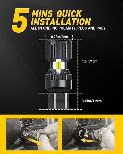 Miniatura 62 de AUXITO CANBUS 7440 Bombillas LED amarillo ámbar 4000 lúmenes para luces intermitentes con resistencia incorporada, antihiperflash 7440NA T20 7441