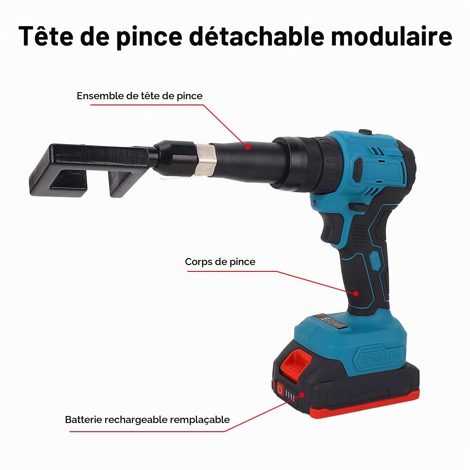 Pince Quille Électrique Rotative Multi-angles pour Cloison Compatible Perceuse Visseuse Installation Rapide et Précise