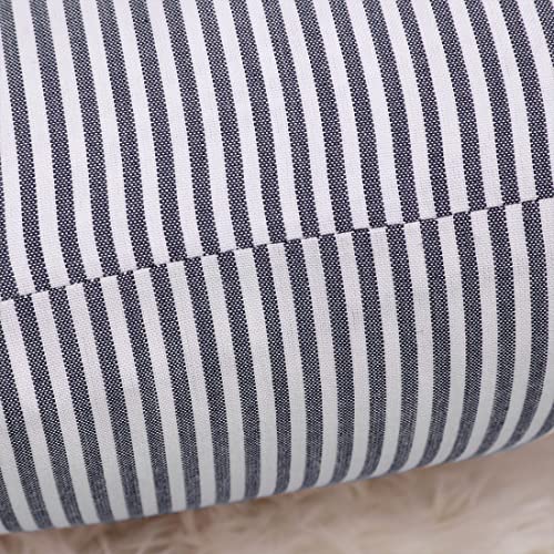 Uxcell 2 Pack Woven Striped Lumbar Throw Pillow Cover Set Decorative Cushion Covers Rectangle Farmhouse Pillow Case For Sofa Bedroom Car Blue And White 18" X 18" #TOP5