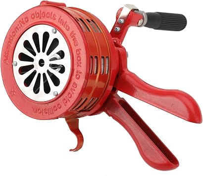 Hand Crank Siren Horn Portable 110dB Manual Operated Metal Alarm Air Raid Emergency Safety Alarm Red