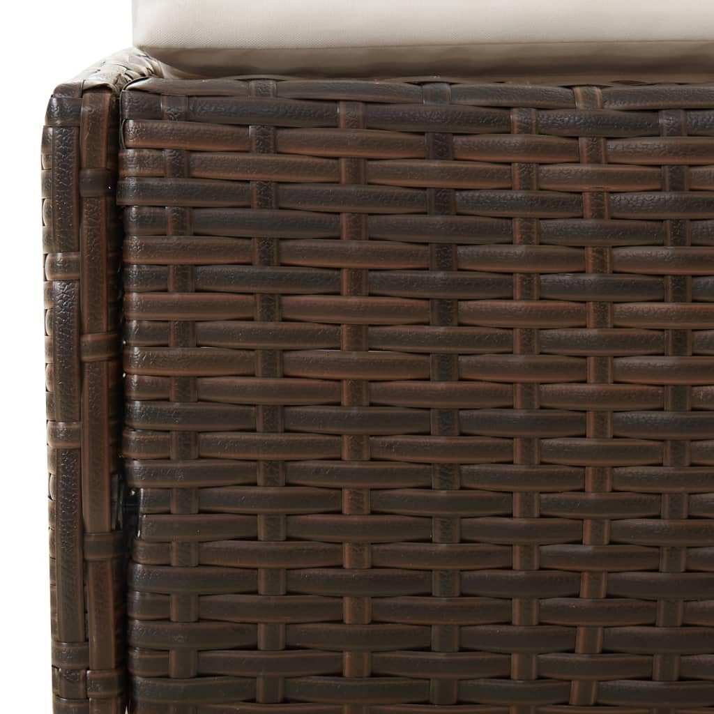 Brązowy leżak ze składanym dachem z polirattanu PE, 200 x 114 x 128 cm, z malowaną proszkowo stalową ramą i grubą wyściółką do ogrodu lub basenu.