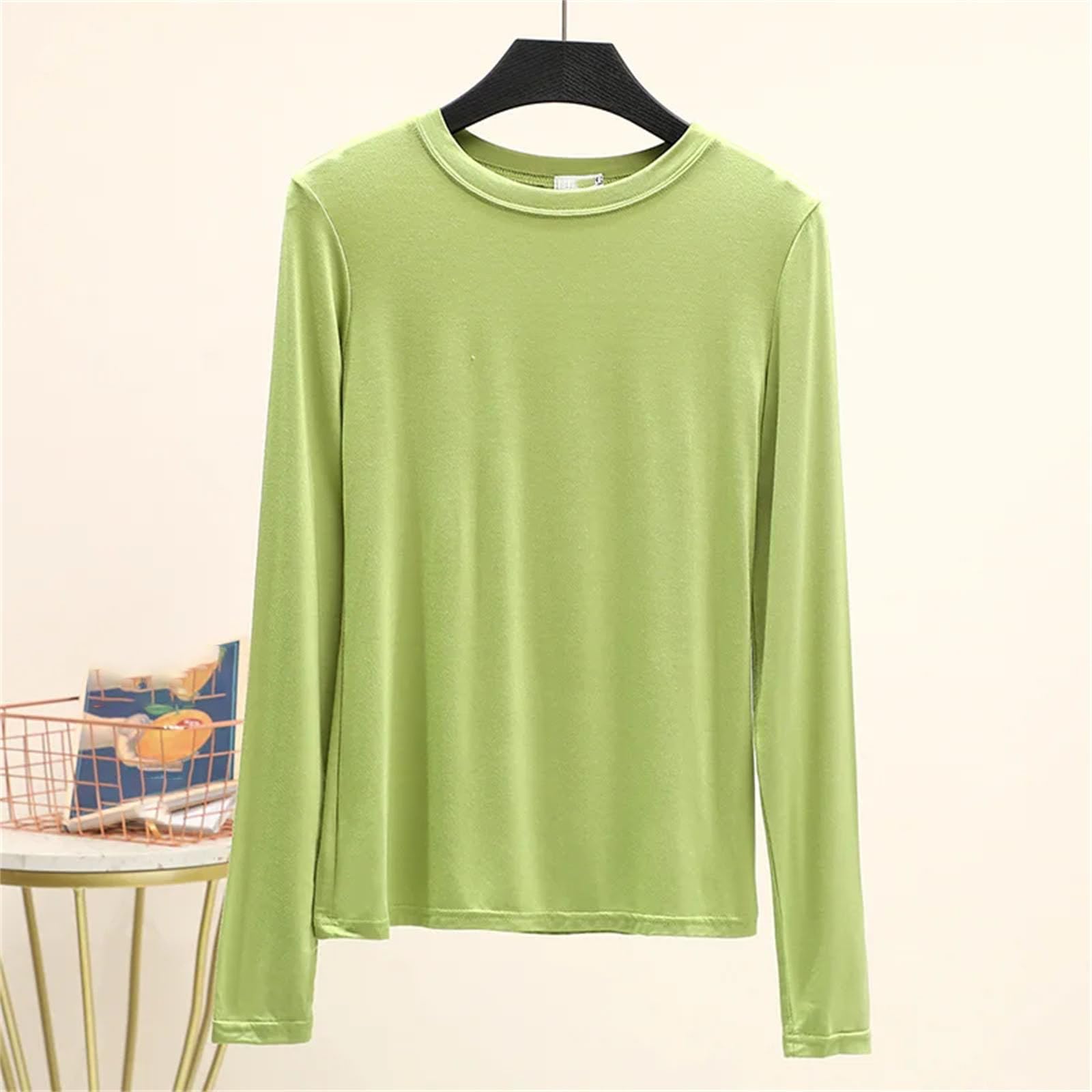 Tinta unita Basic t-Shirt O-Collo Manica Lunga Donna Base t-Shirt Top Full t-Shirt Plus Size Biancheria Intima