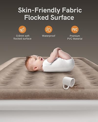 Miniatura 4 de Colchón de aire Queen con bomba integrada, colchón inflable en 3 minutos autoinfladodesinflado, colchón inflable plegable, cama de aire para