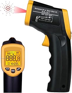 Non-Contact Digital Infrared Thermometer - Laser Thermometer Gun -58℉~ 932℉ (-50℃ ~ 500℃) Adjustable Emissivity,Temperature Probe for Cooking/Air/Refrigerator/Freezer