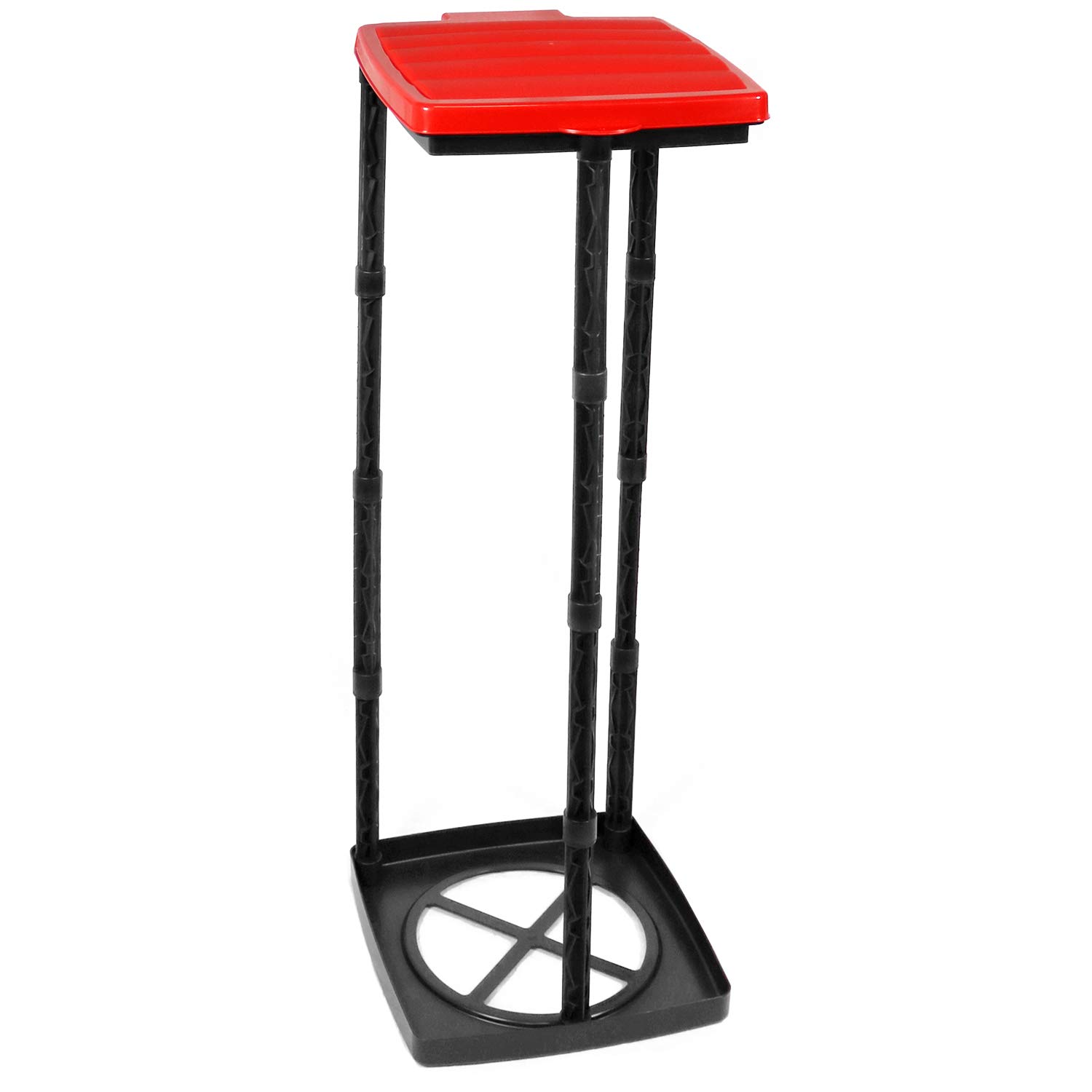 com-four® Müllsackständer mit Deckel - in 3 möglichen Höhen aufbaubar - optimal für Heim, Garten, Werkstatt und Camping - Gelber-Sack-Halter - Abfallsortierer - Müllbeutelhalter (1x - rot)