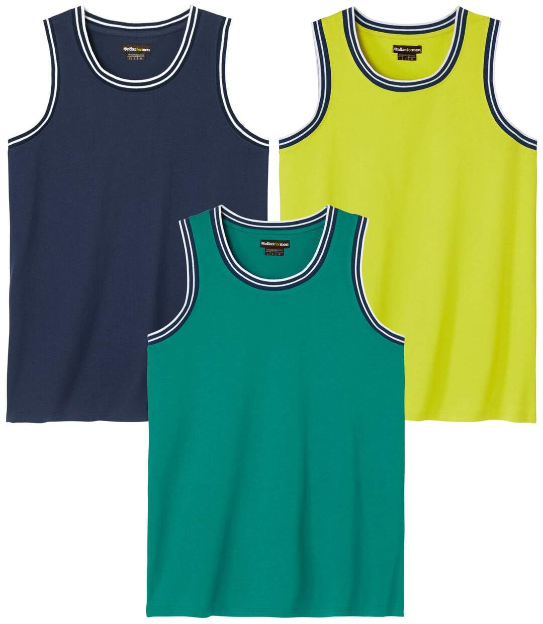 ATLAS FOR MEN - Lot de 3 Débardeurs Homme - Grandes Tailles du M au 5XL
