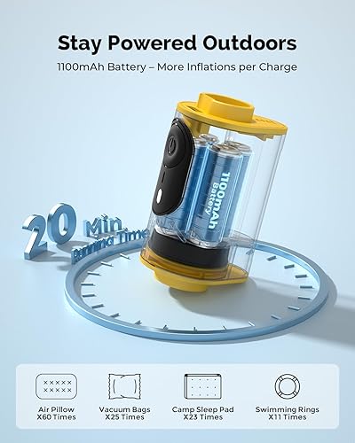 Miniatura 7 de Bomba de aire portátil para inflables, mini bomba de aire eléctrica ultrarrápida de 2 onzas con desinflado recargable para inflar, bomba de colchón