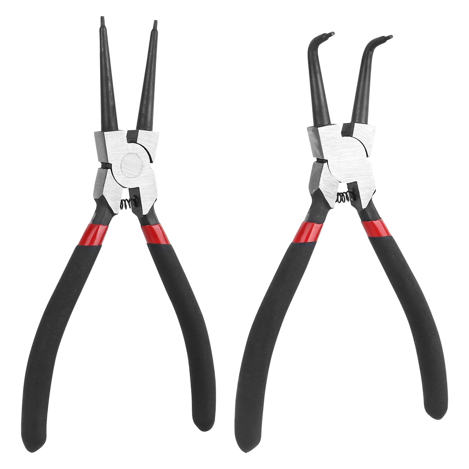 Jeu De 2 Pinces À Circlips 175mm Outil De Pince À Anneau Interne Et Externe Cintré, Pince A Clips Droites Avec Poignées Antidérapantes, Pince À Circlips Courbées Pour Retirer Les Bagues