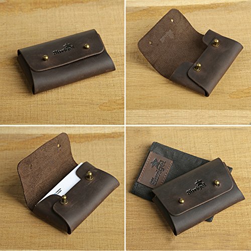 Business Card Holder - 100% Genuine Leather - Visiting Card Case - Front Pocket Card Wallet Organizer (Brown Vintage)4
