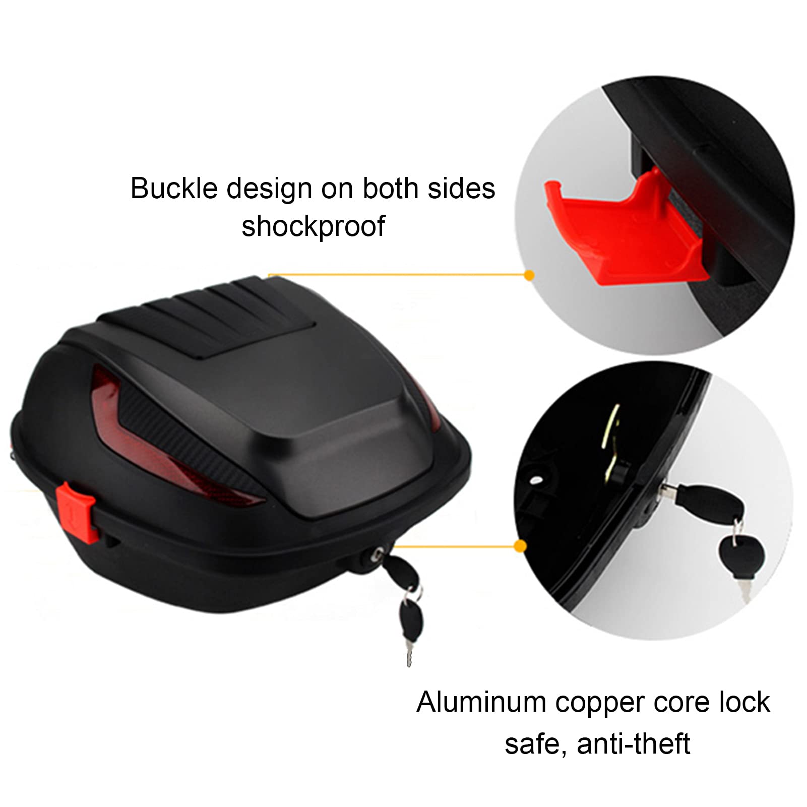 Genérico Baúl Universal para Motocicleta de 30 l, Resistente Estuche para Guardar Equipaje de Scooter, portacasco con herrajes de Montaje, Resistente baúl Trasero para Motocicletas y Scooters.