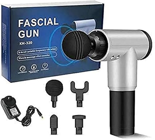 HOMKing - Pistola de masaje profesional alimentada por batería, potente máquina masajeadora de mano para masaje muscular profundo, relajante facial,