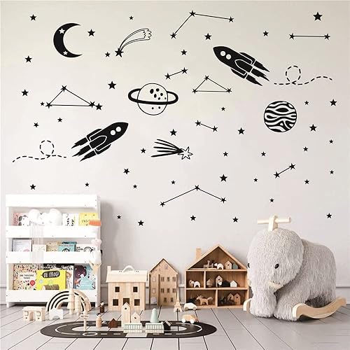 UILMNIY The Outer Sapce AFN127 - Adhesivo decorativo de pared para habitación de niños arte de constelación estrellas luna espacio para habitación UILMNIY The Outer Sapce AFN127 - Adhesivo decorativo de pared para habitación de niños arte de constelación estrellas luna espacio para habitación