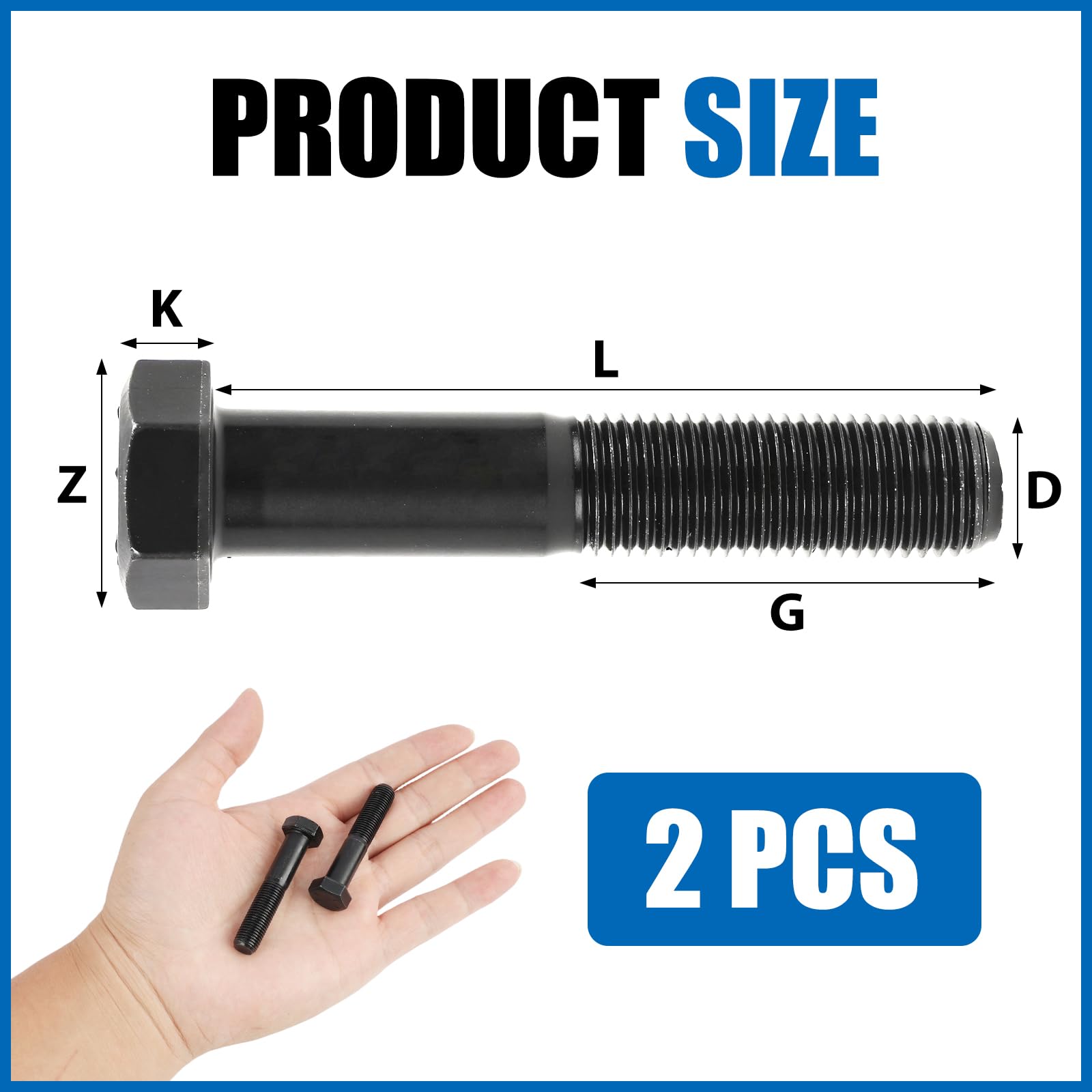 Boulon de Lame Ø9,5mm (3/8" 24 UNF) Longueur 51mm Castelgarden Snapper Stiga Honda Mac Allister
