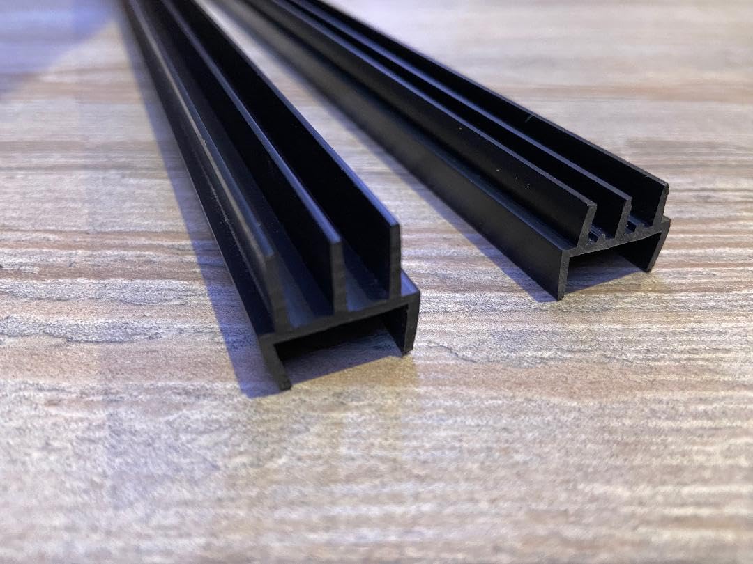 Vivarium Glass Track Runner Set, Black, 122cm Long, for 15mm Board and 4mm Glass