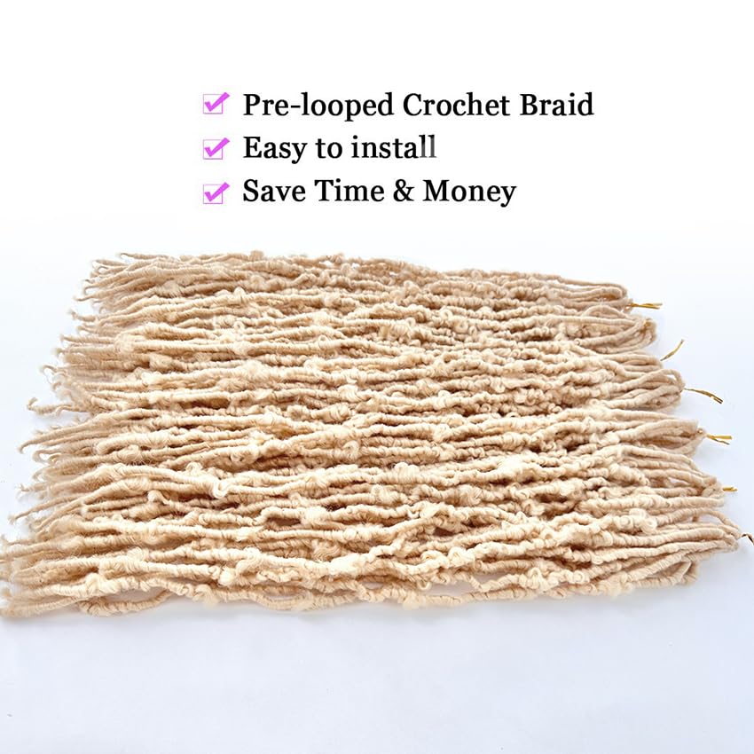 Supernova 7 Pcs Faux Locs Butterfly Locs Crochet Hair 22 Inch 613# Blonde Soft Locs Crochet Hair for Women Pre Looped Distressed Locs Synthetic Hair Bundles 7 Pcs Can Full a Head(22 Inch, 7Packs)