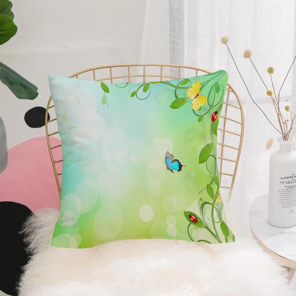 Hyosxw Spring Wild Butterfly Habitat, Butterfly, Le - A9 Cushion Cover,Throw Pillow Case Home Decorative For Living Room Bedroom Sofa Chair 18X18 Inch,Spring Wild Butterfly Habitat, Butterfly, Leaves, Vines,Pillowcase 45X45cm