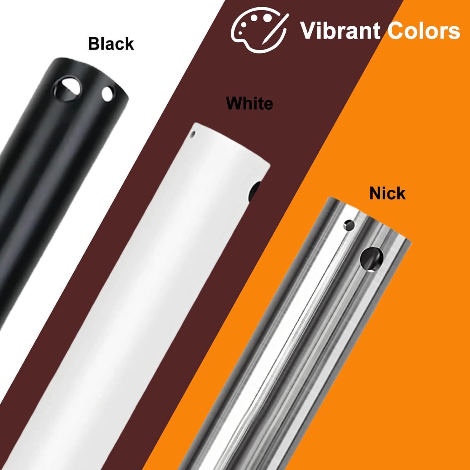 60 Inch Ceiling Fan Downrod, 1" Diameter Black Ceiling Fan Extension Rod (No Threads),Universal Down Rods for Ceiling Fans,Easy Installation