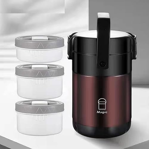 Scizorito Lonchera apilable de acero inoxidable de 3 niveles termos aislados al vacío a prueba de fugas adecuados para llevar alimentos a la oficina