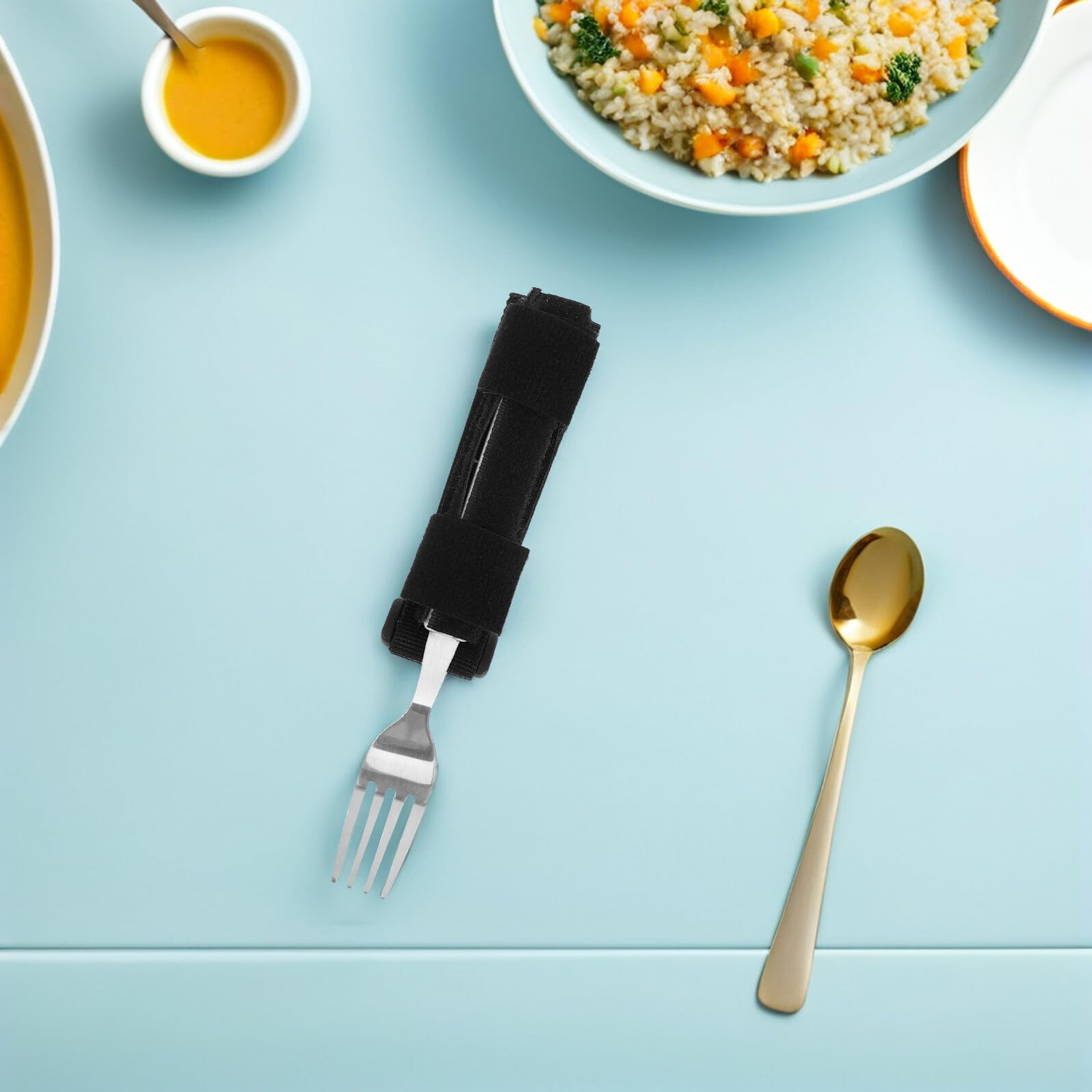2 Soportes Ajustables para Cubiertos con Correa Adaptable para Comer para Cubiertos Adaptables para Tenedores para Personas con Discapacidad Y Personas