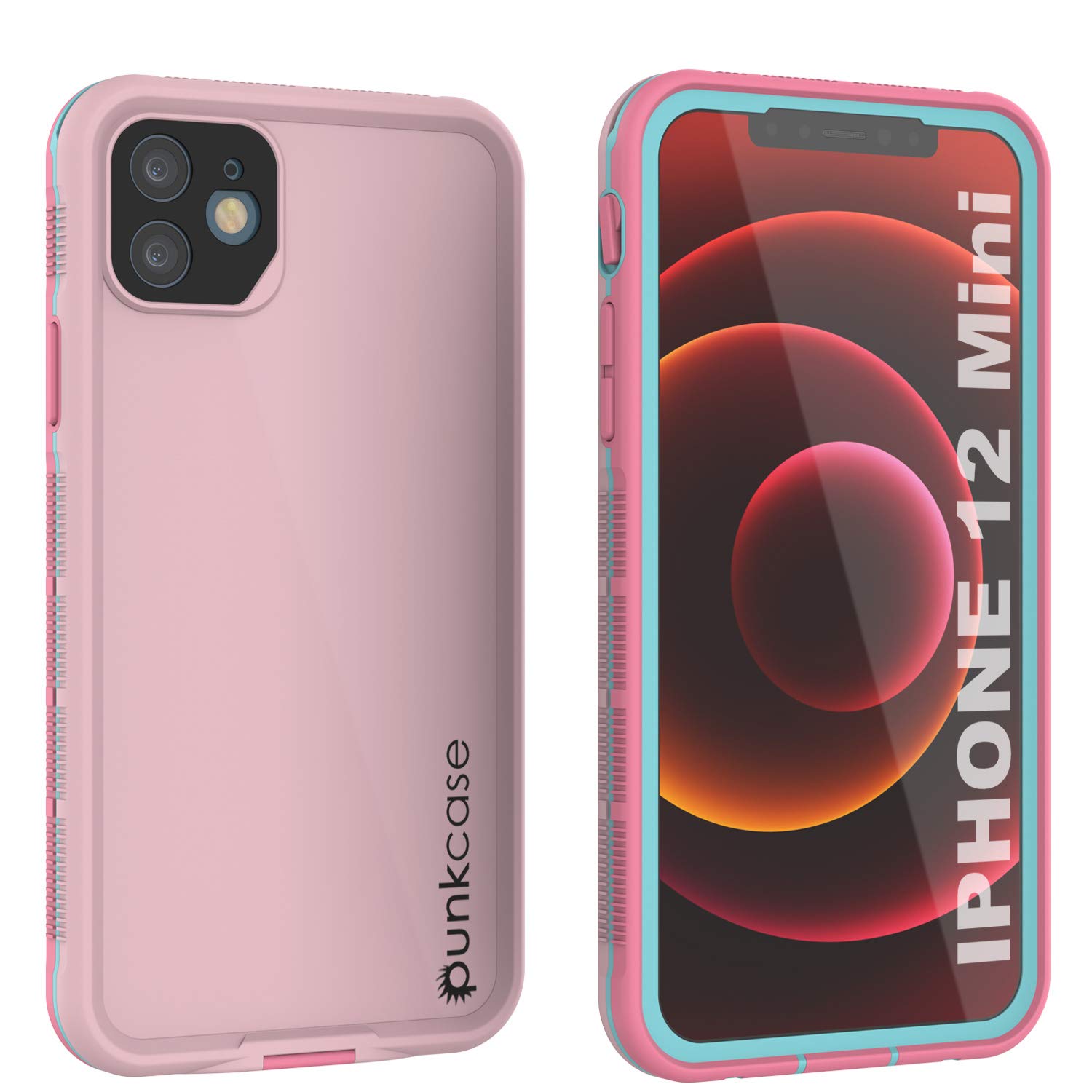 PunkCase StudStar Custodia Impermeabile IP68 Per IPhone 12 Mini - Anticaduta Militare - Antineve E Antipolvere - Rosso