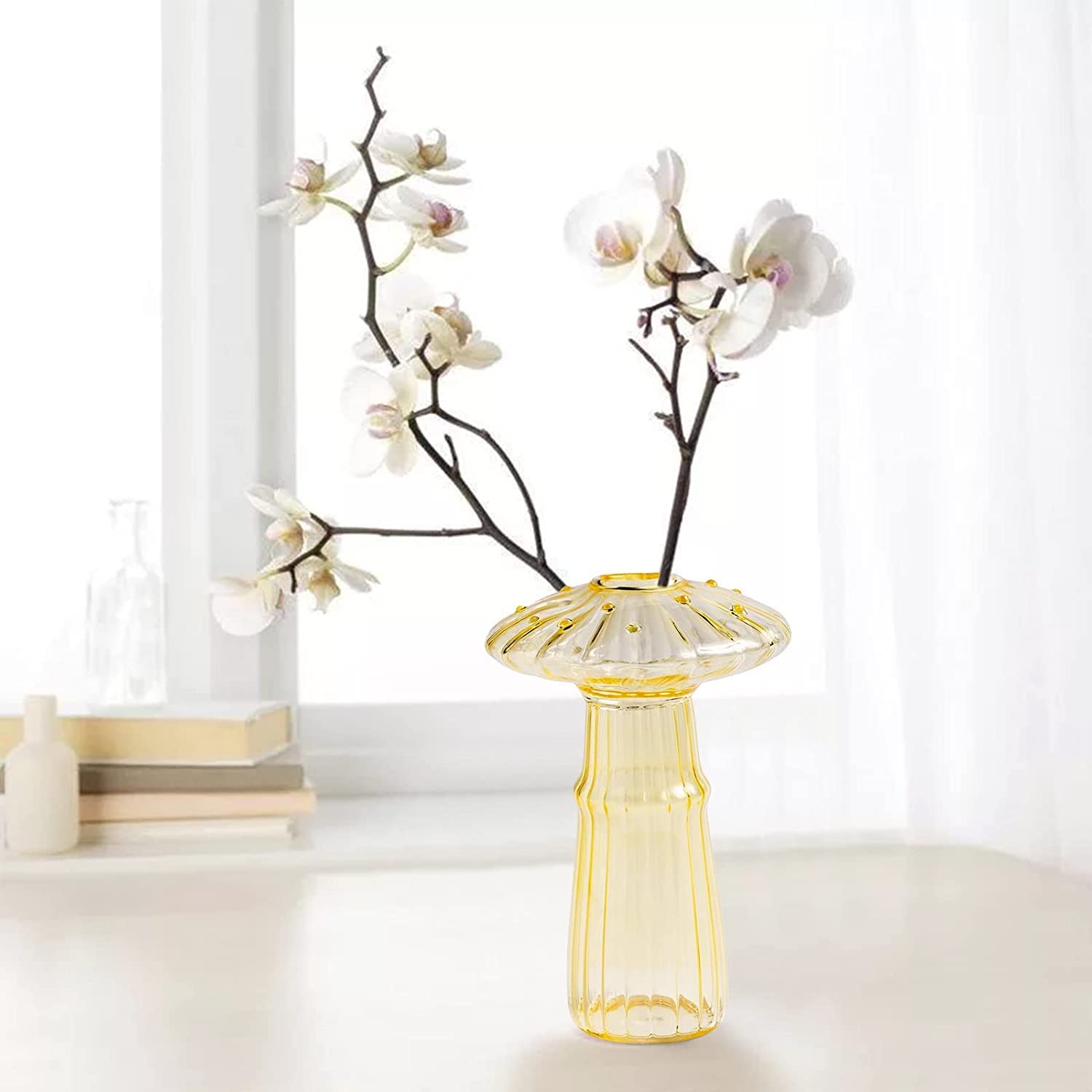 Lot de 4 vases en Verre de Champignon, Ornements de Table for Station de Propagation de Terrarium, Arrangement de Fleurs, vases hydroponiques, Arrangements Floraux for décoration d'intérieur
