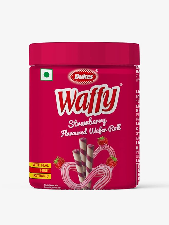Dukes Waffy Strawberry flavoured Wafer roll Jar (250g) at Rs. 107
