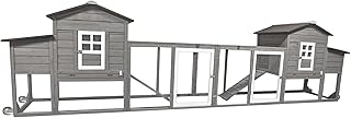 PetsCosset 158in Chicken Coop Wooden Indoor Outdoor for 1-6 Chickens Extension Chicken Houses with Removable Tray Nesting Box and Run（Set of Two）, Grey