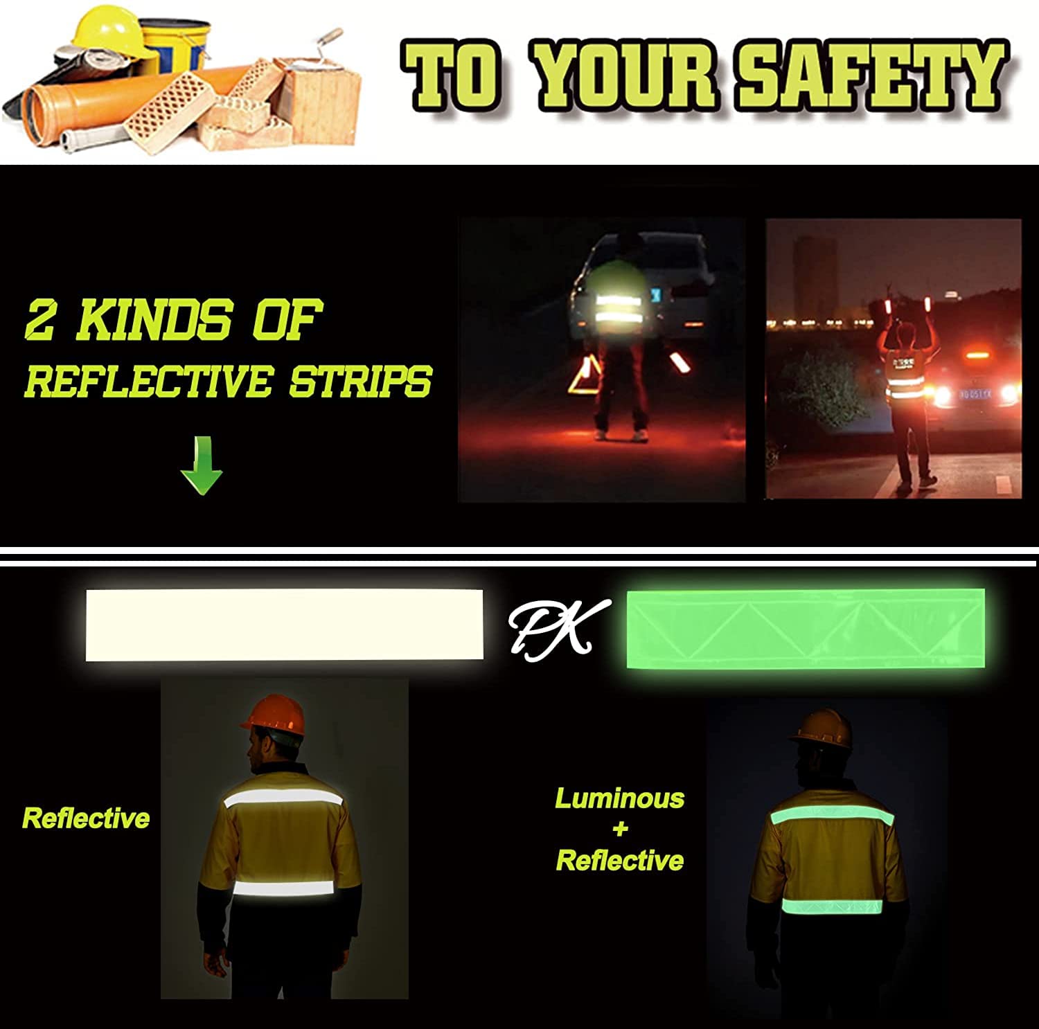 High Visibility Reflective Safety Work Shirts Custom Logo Text Long Sleeve Industrial Men Shirt(Black Reflective Strip 2-L)