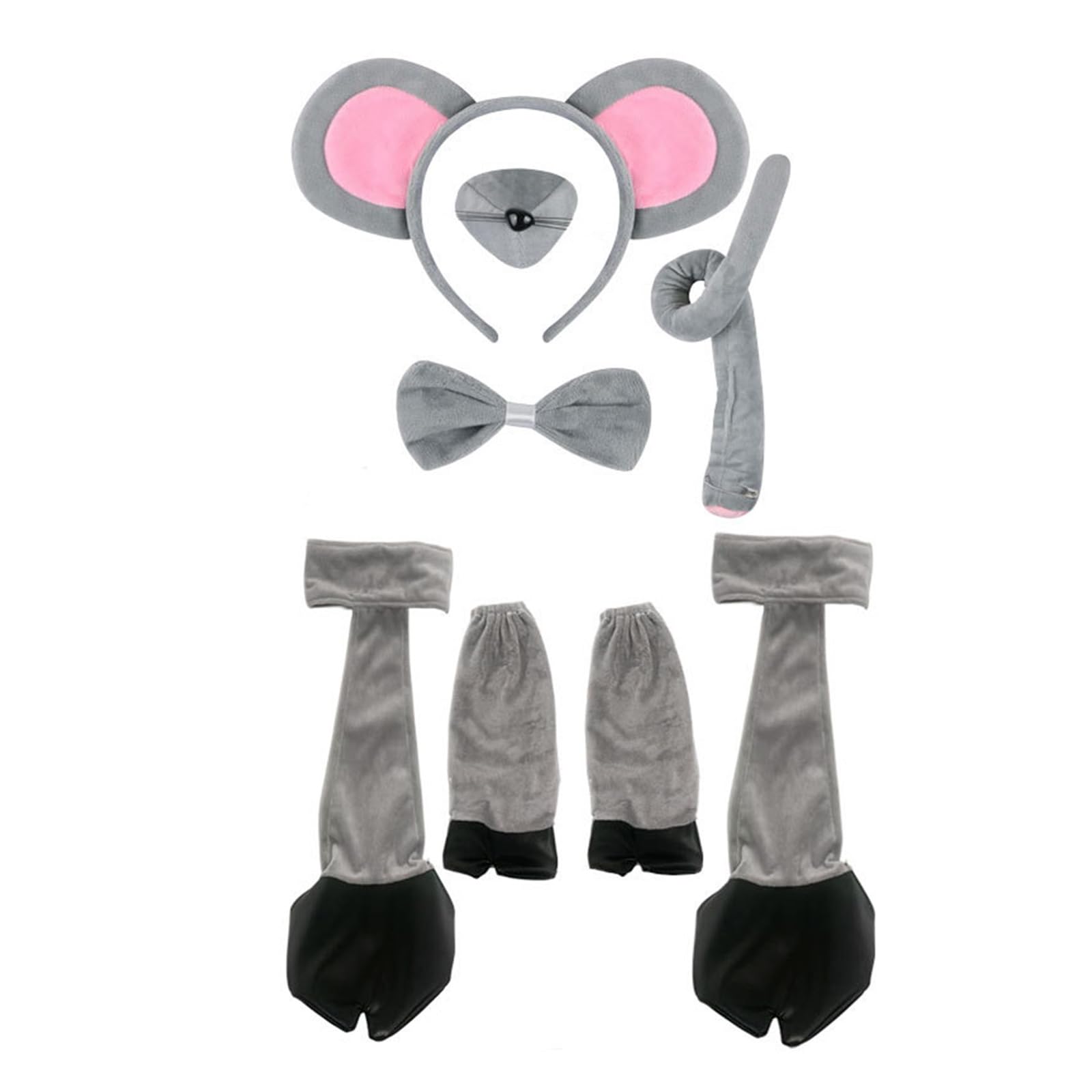 LLUJIAXI Mouse/Donkey/Pigs/Sheep Costume Set Ears Tail Bowtie Tie Nose Animal Fancy Costume Set Accessories for Halloween Cosplay
