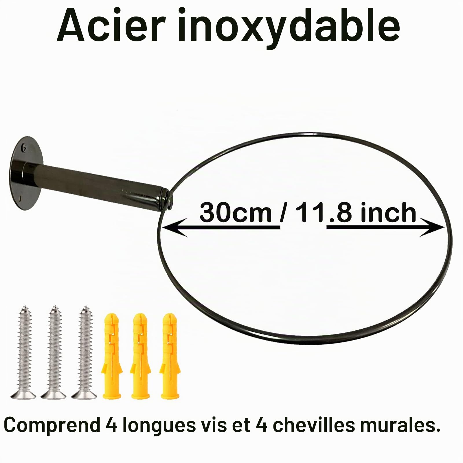 Support mural en acier inoxydable pour ballon de gymnastique - Étagère de rangement robuste pour ballon de yoga - Support d'affichage pour ballon de stabilité, exercice, yoga, ballons de stabilité, 32