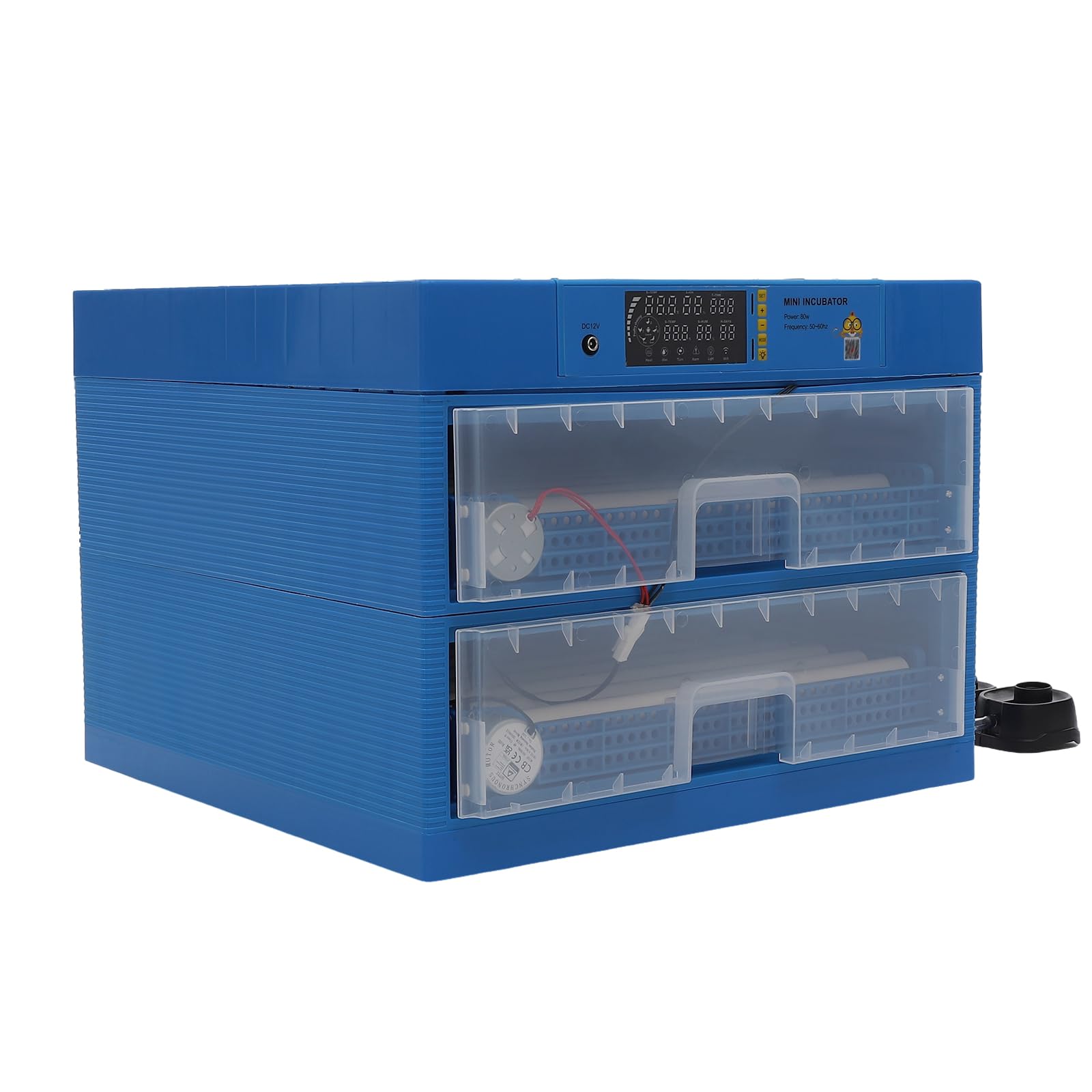 Incubadora automática de huevos con 128 huevos, incubadora digital de aves de corral, 0-99 ℃, incubadora multifunción completamente automática, 80 W, azul