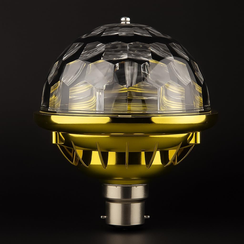 GOLDEN UFO LED,MULTI COLOUR BULB | 360 Degree Rotating Disco Bulb for Home, Bedroom, Hall, Party