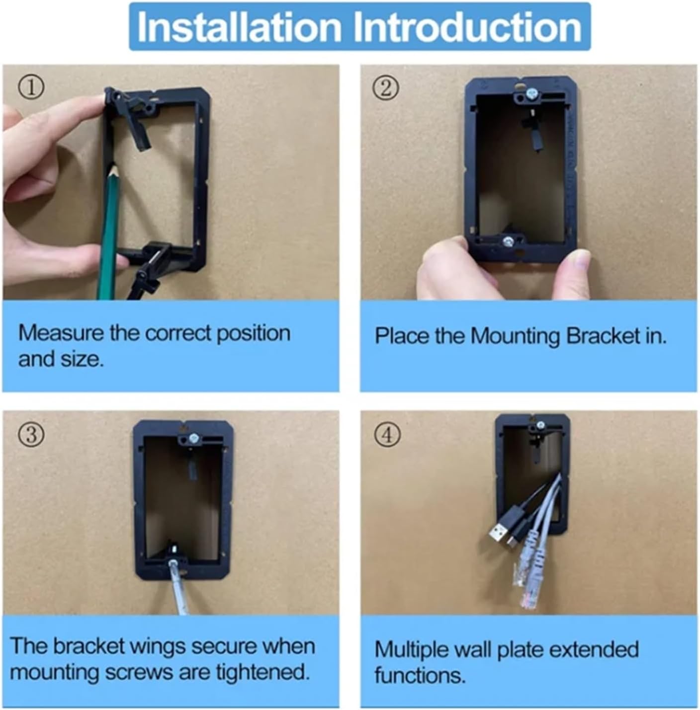 Low Voltage Mounting Bracket 20 Piece Low Voltage Wall Plate Mounting Bracket, Easy to Install and Use for Single Gang Wall Plate Hdmi Network Cables