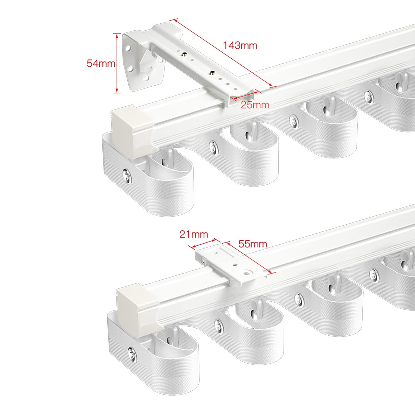 Heavy Duty aluminium gordijnrail voor plafond- of wandinstallatie - 60 cm tot 600 cm lengte, mooi ontwerp voor huishoudelijk en commercieel gebruik