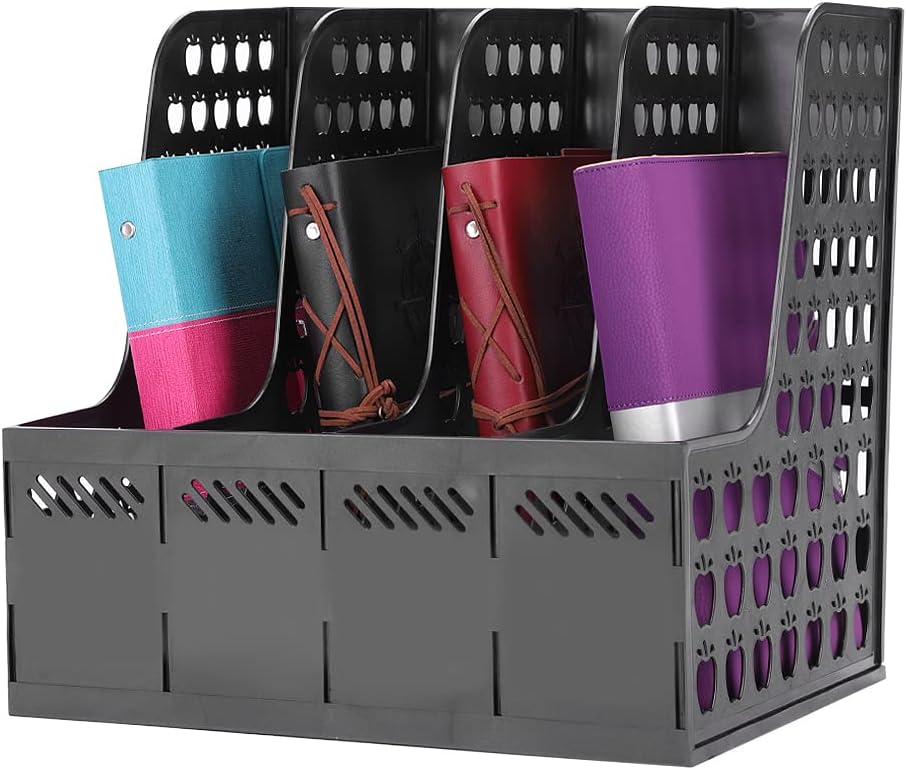 Deli Magazine File Book Holder Desktop Organizer , 4 Compartments, Pla