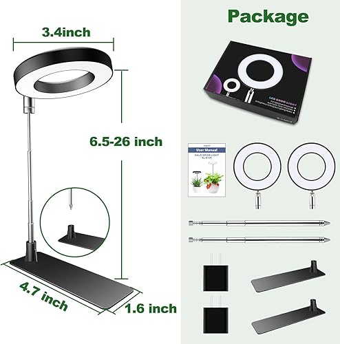 Miniatura 2 de Aokrean - Luces de cultivo para plantas de interior 48 LED de espectro completo para plantas de interior lámpara de cultivo ajustable en altura con