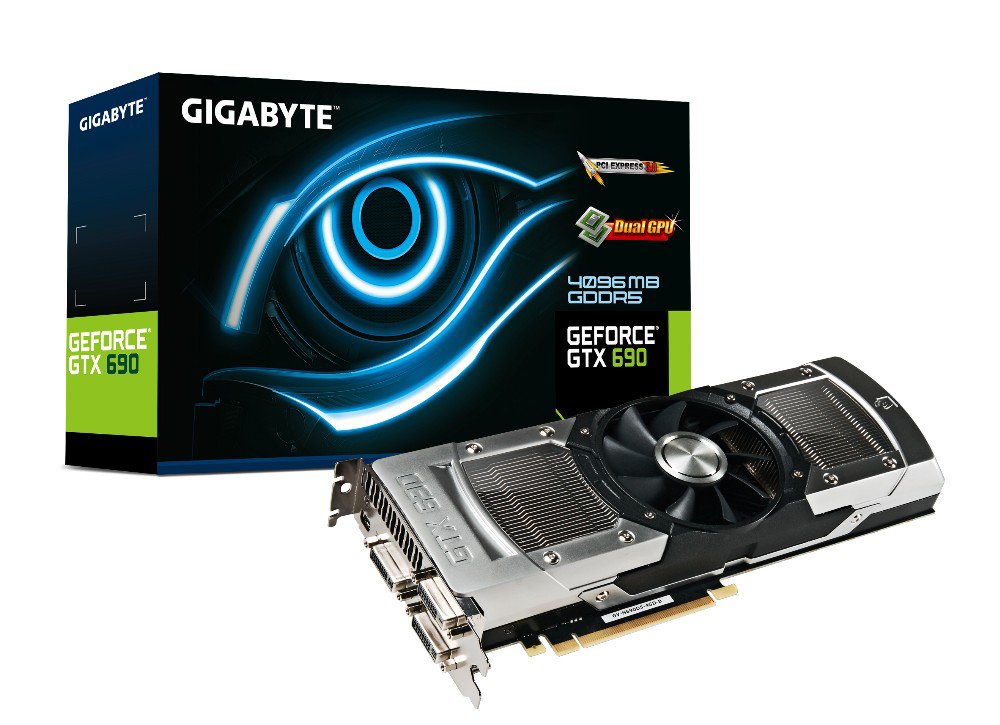GIGABYTE GeForce GTX 690 本体 Gigabyte NVIDIA GeForce GTX 690 grafik kartı (PCIe 3.0, 4 GB GDDR5
