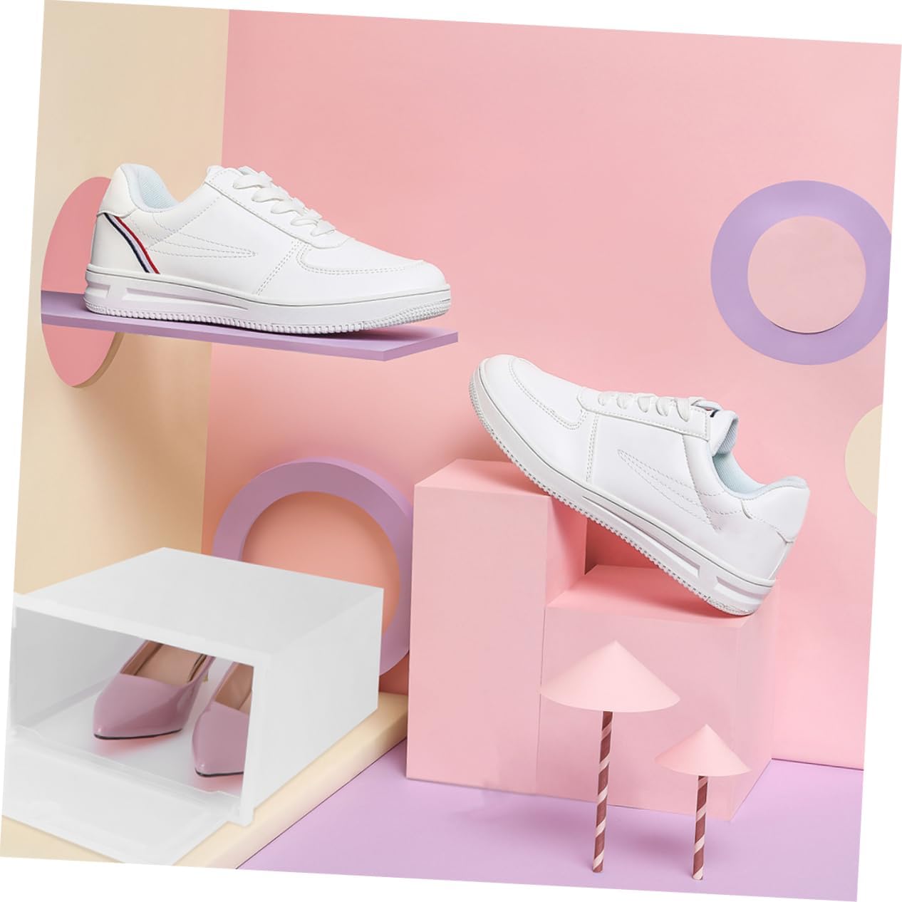 3pcs Stackable Transparent Shoe Boxes Storage Organizer for High Heels Sneakers Boots for Closet and under Bed Storage