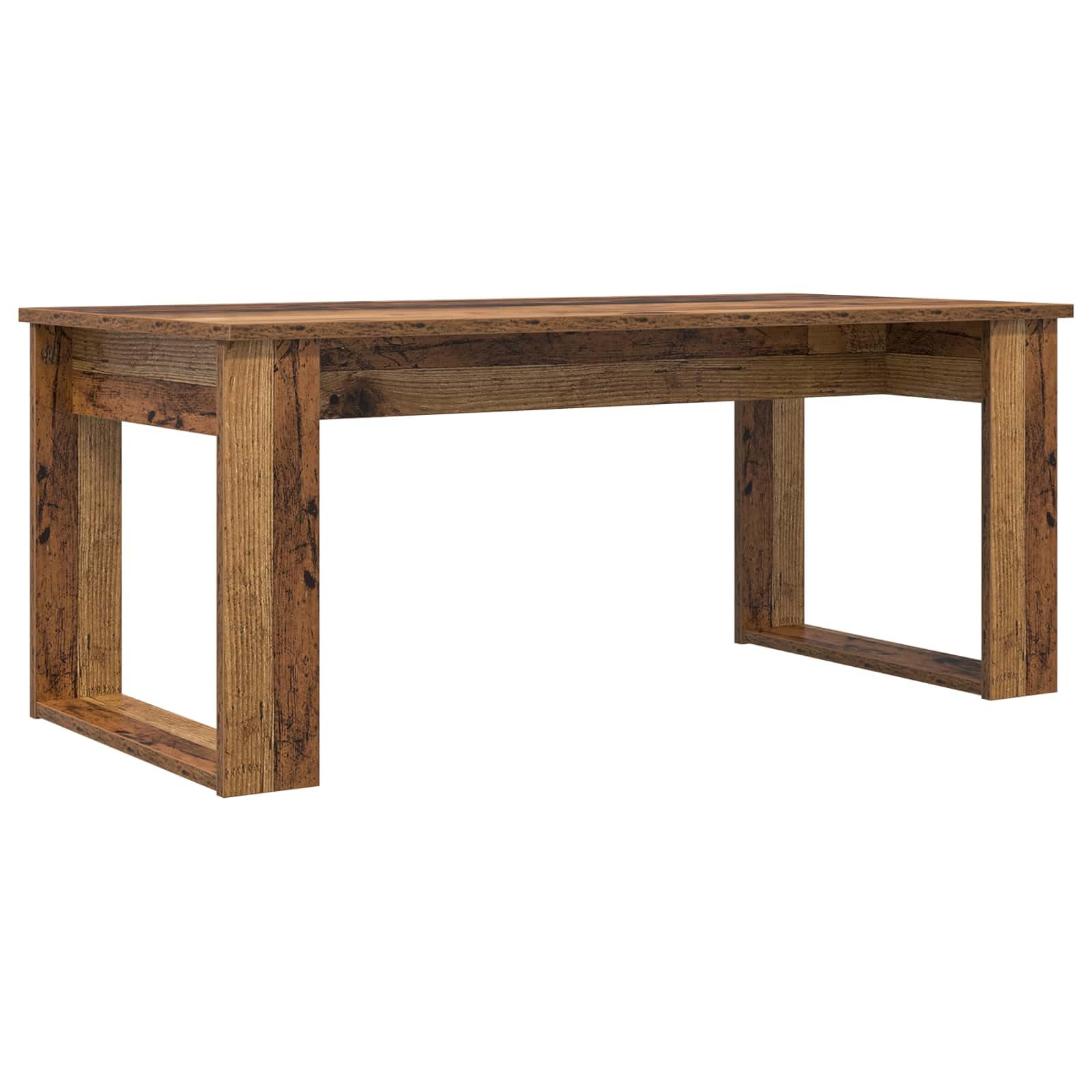 Juego de mesa de café de 2 piezas, madera vieja, 100 x 50 x 42 y 77,5 x 40 x 30,5 cm, diseño moderno, robusto y duradero, para salón, balcón, dormitorio, como mesa auxiliar pequeña